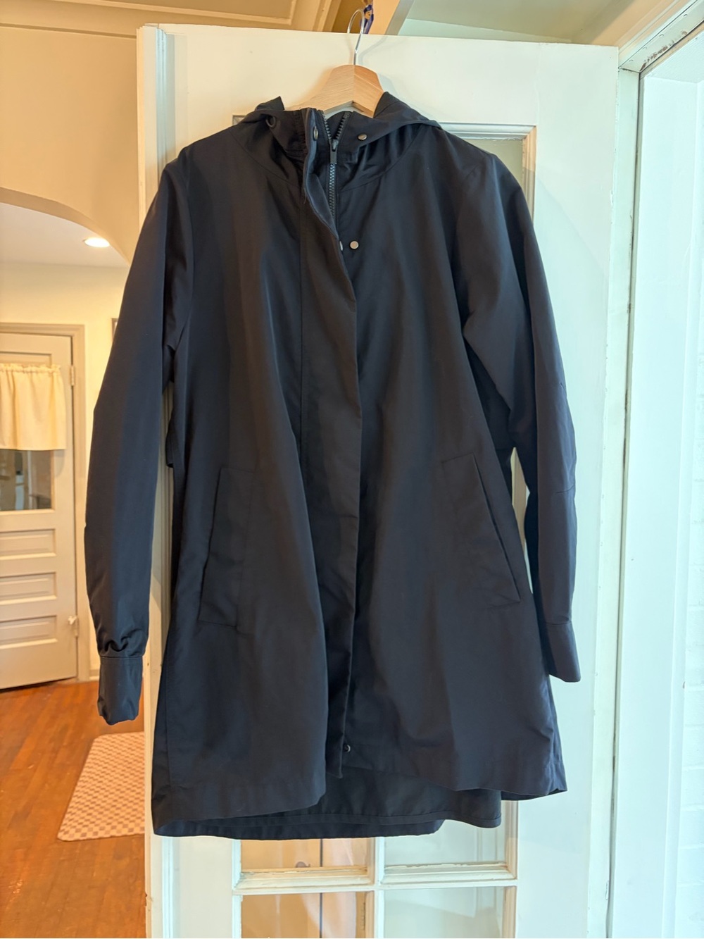 Athletes Black Hooded Raincoat
